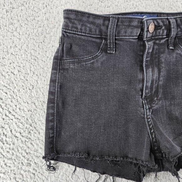 Hollister Shorts Womens 24 Black Curvy High-Rise Jean Distressed Raw Hem‎ Denim - Picture 2 of 16